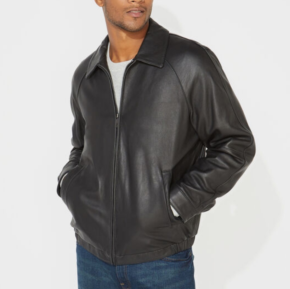 Nautica Genuine Leather Casual Jacket  in black